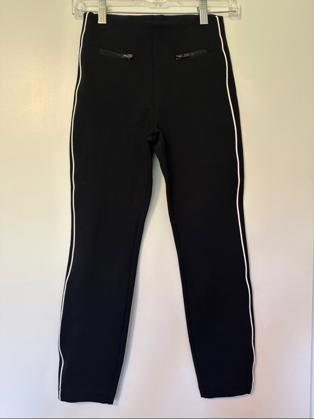 SPANX Black Ankle Pants with White Side Stripes